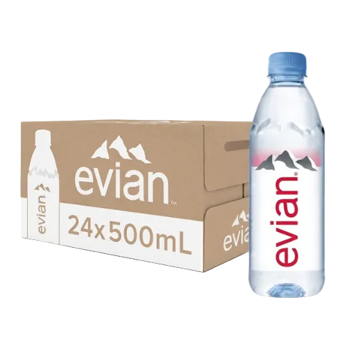 Evian - Natural Mineral Water Pet Bottle (500ml, Pack of 24)