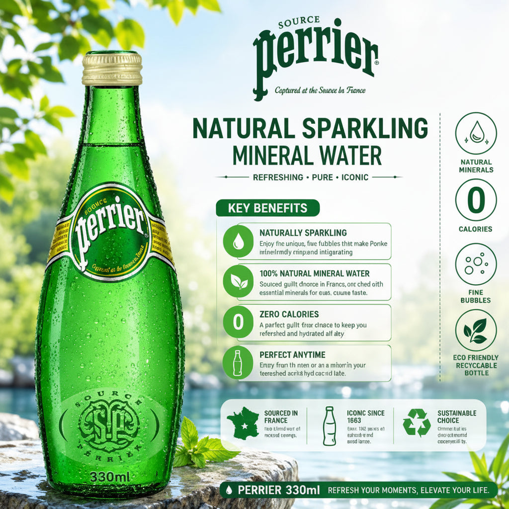 Perrier - Sparkling Mineral Water (300 ml, Pack of 24)