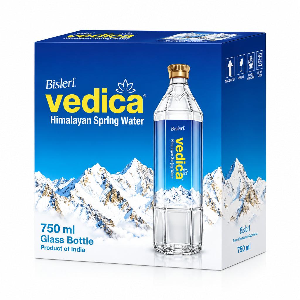 Vedica Himalayan Sparkling Water (750ml, Pack of 12)